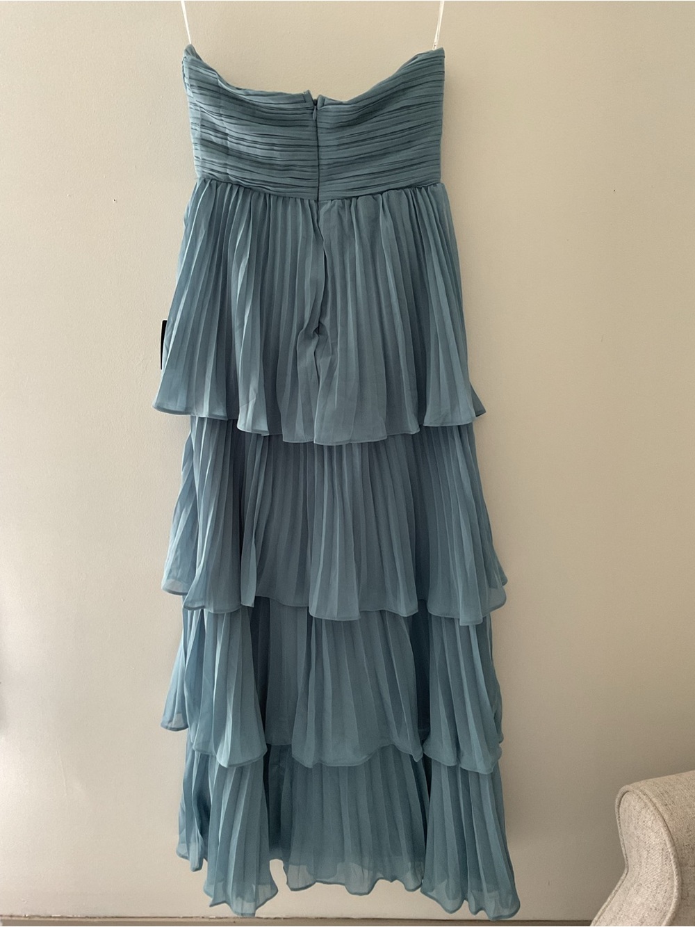 Lulus Seriously Sensational Blue Strapless Tiered Pleated Maxi Dress NWT Medium - Picture 7 of 13